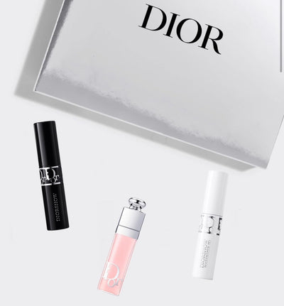 Dior Addict Mini Lip Maximizer, Mascara Base 3D Primer, Buildable Mascara 090 - Travel Size Gift Set