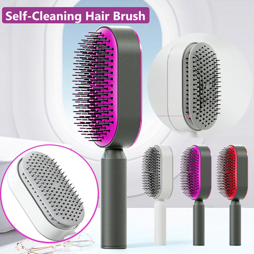 Self-Cleaning Hair Brush – Anti-Static Scalp Massage Comb