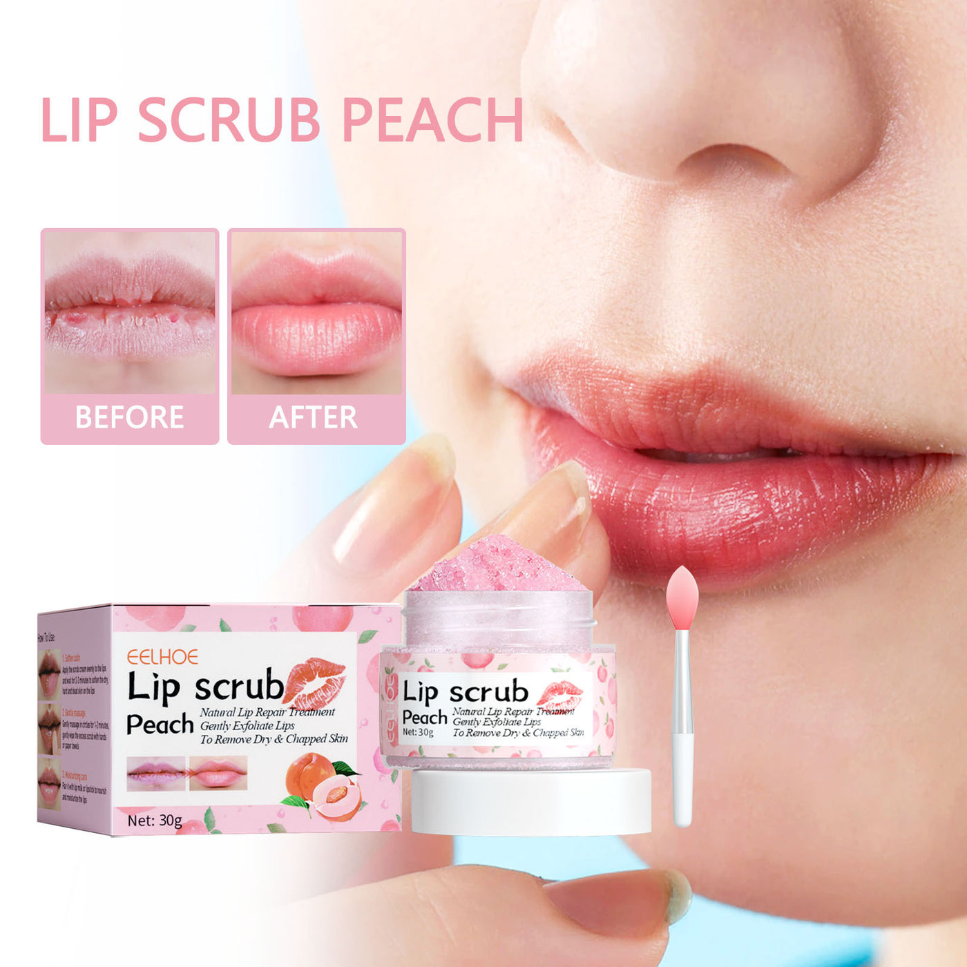 Peach Lip Scrub – Exfoliating, Hydrating Treatment